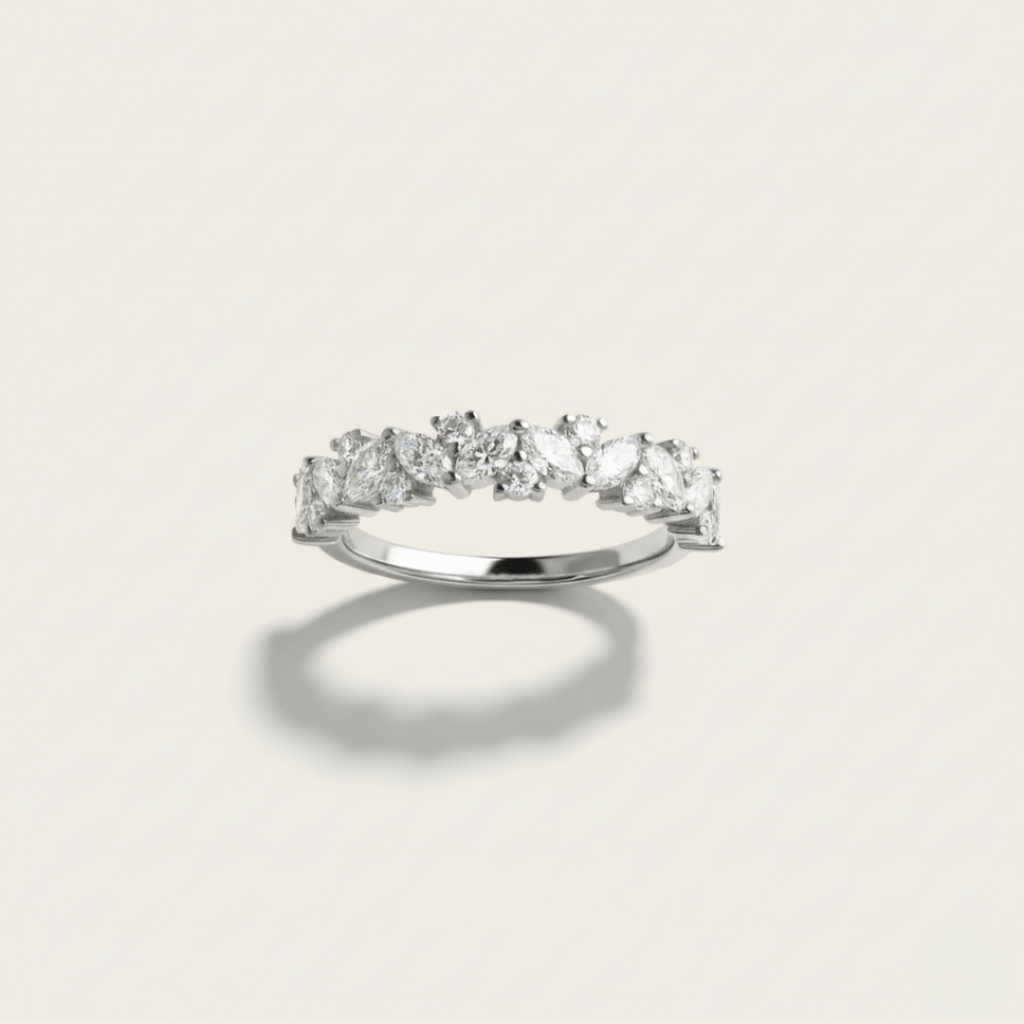 Verspreid zonlicht zilver gouden ring