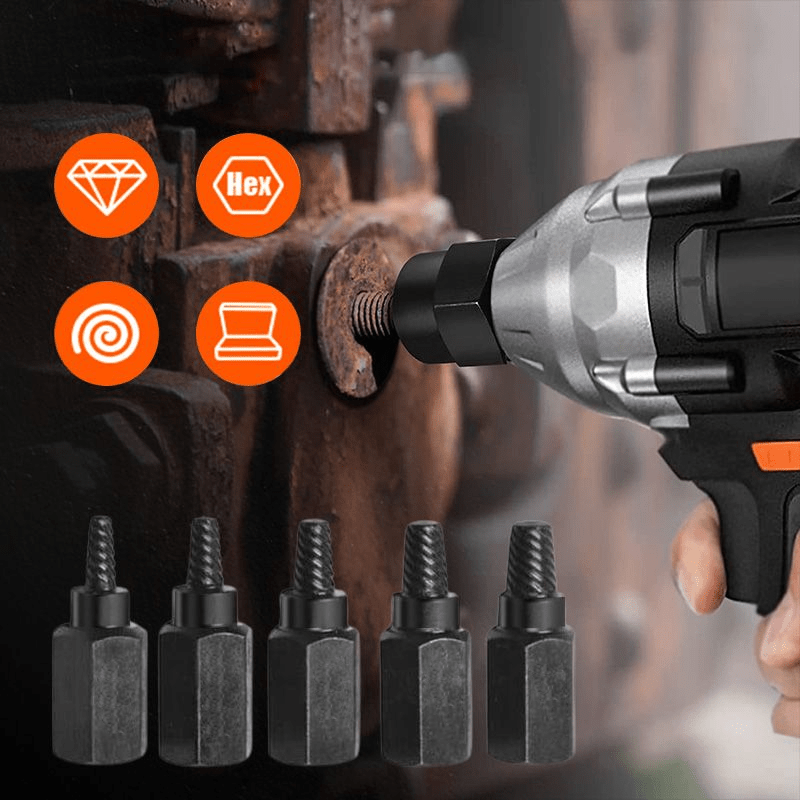 Variant image for 5-Piece Screw and Bolt Extractor Set – High Carbon Steel for Easy Removal of Broken Fasteners-1