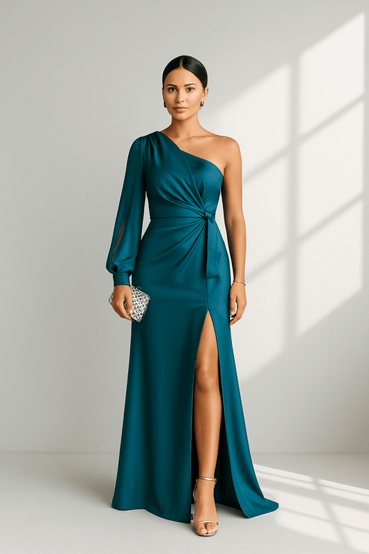 Sculpta One Shoulder Dress-asymmetrical dress with draping & slot for elegant silhouettes 0
