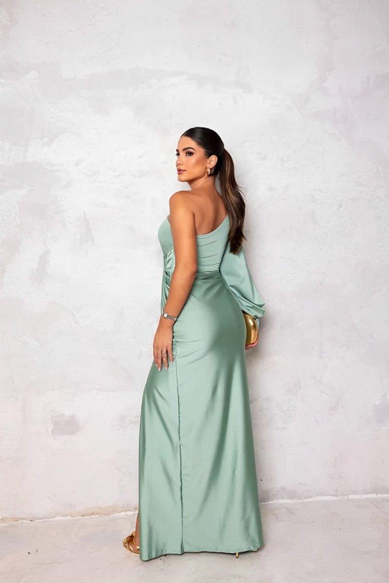 Sculpta One Shoulder Dress-asymmetrical dress with draping & slot for elegant silhouettes 7
