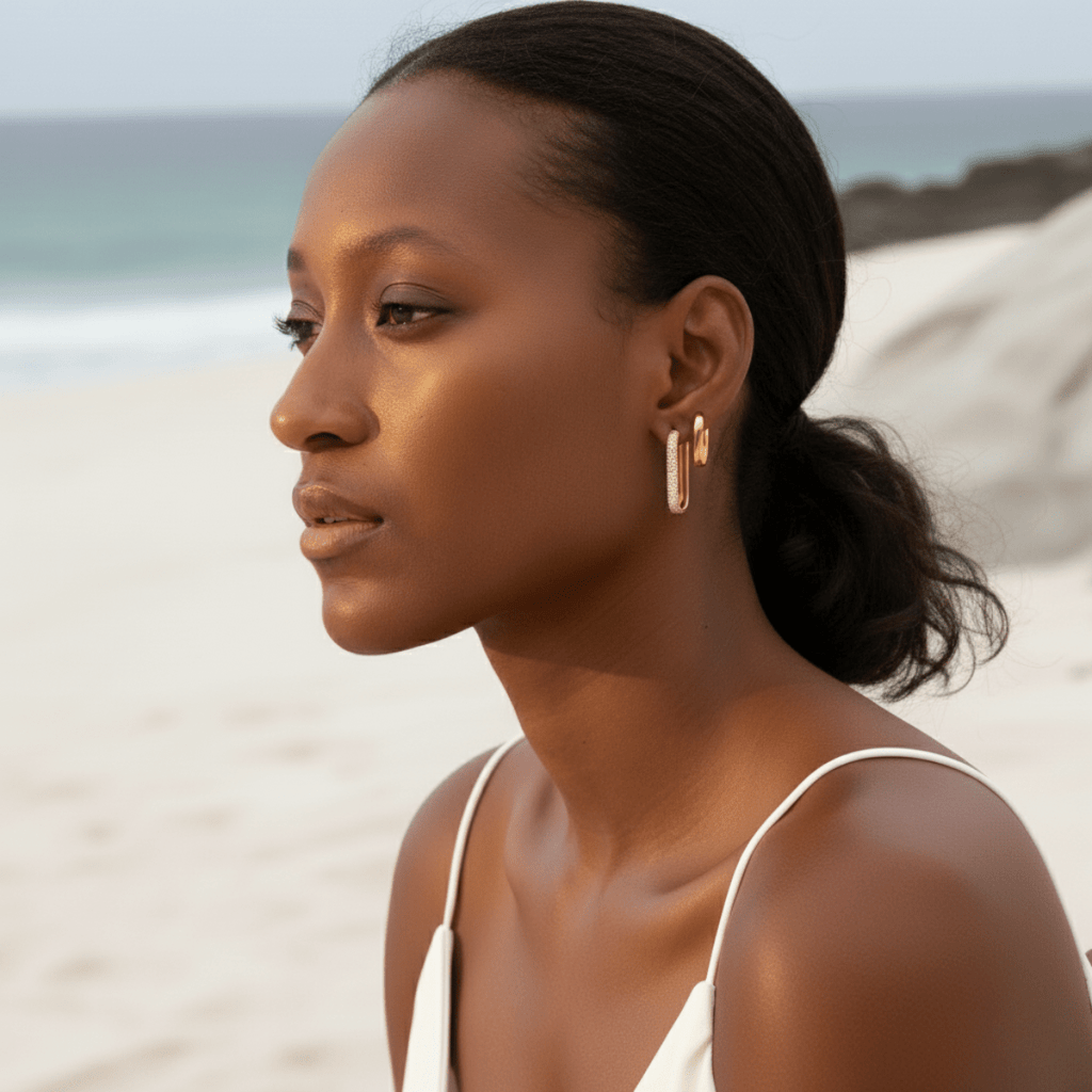 Gesculpteerde Zee Rand Gouden Oorringen Duo