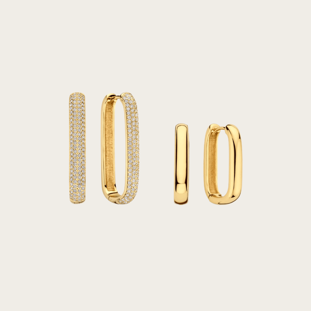 Gesculpteerde Zee Rand Gouden Oorringen Duo