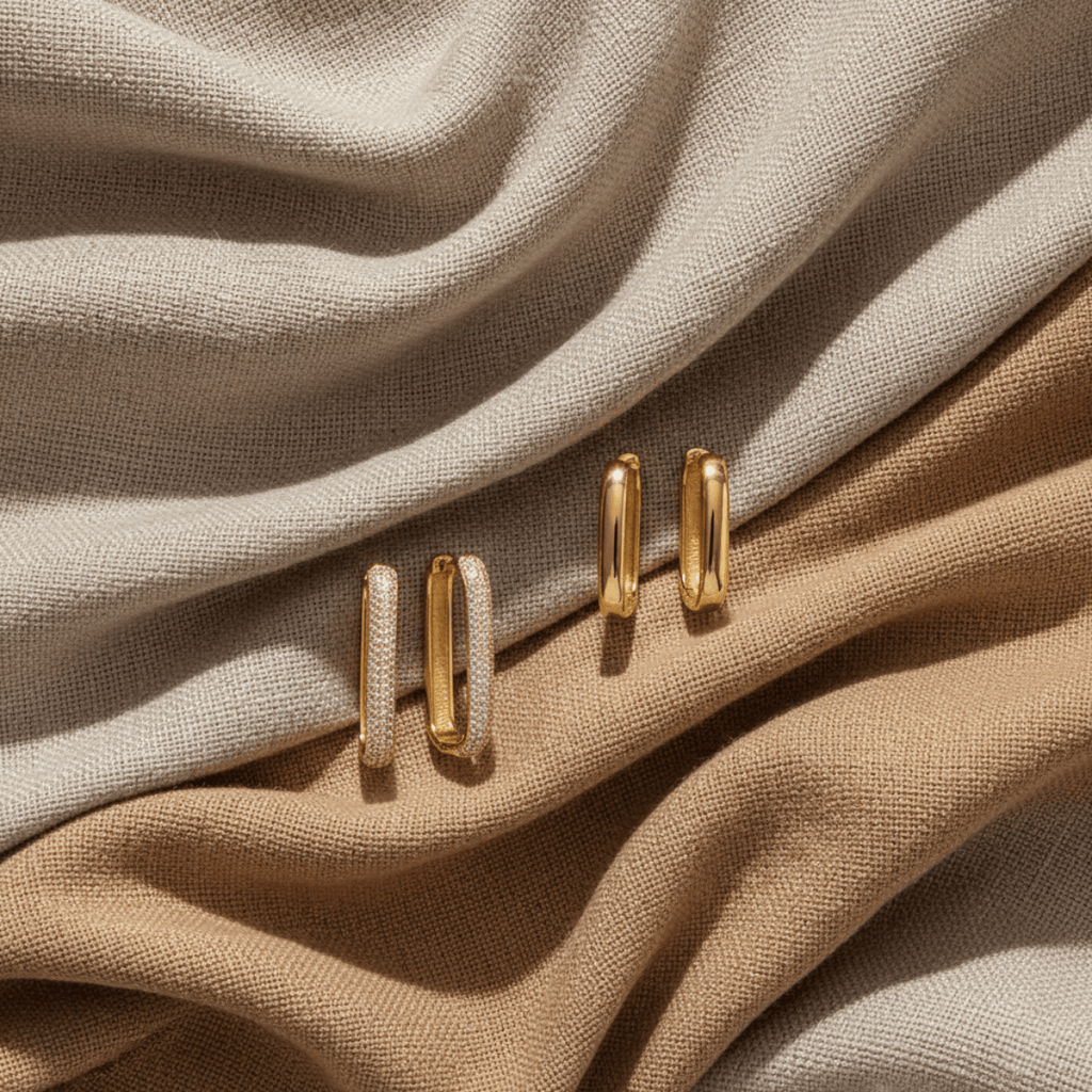 Gesculpteerde Zee Rand Gouden Oorringen Duo