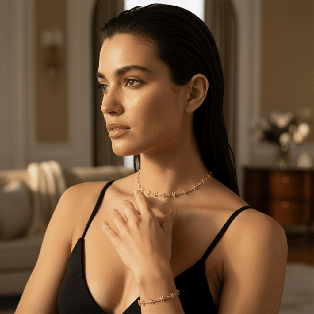 Conjunto de pulsera gargantilla de oro y plata Sea Vine