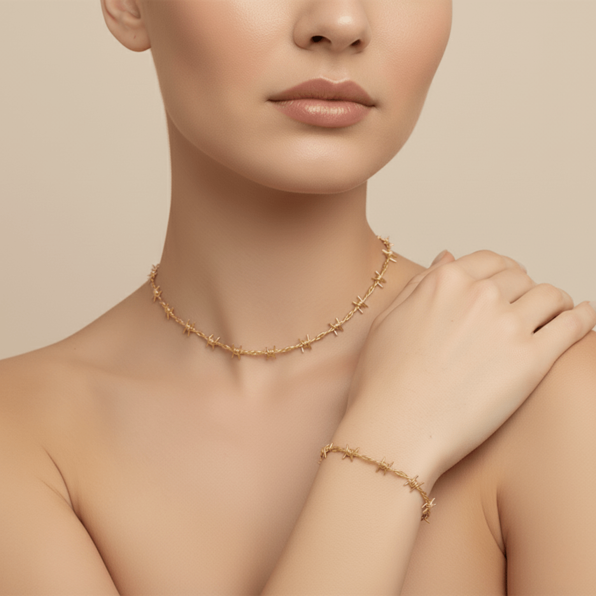 Sea Vine gouden en zilveren choker armband set