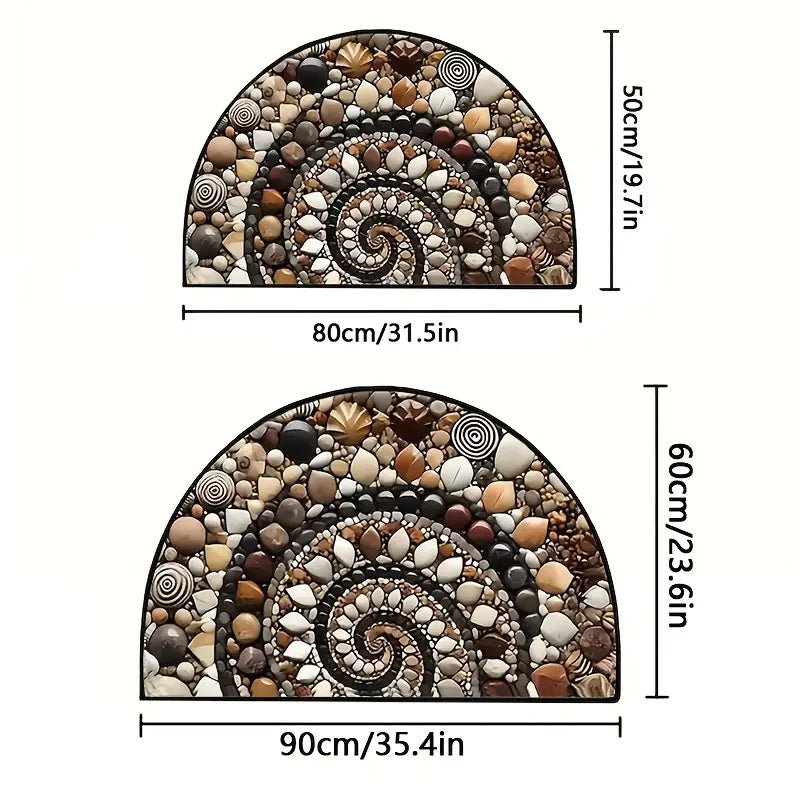 Coastal Spiral - Ocean-Inspired Pebble & Seashell Non-Slip Mat for Entryway, Patio, or Garden 8
