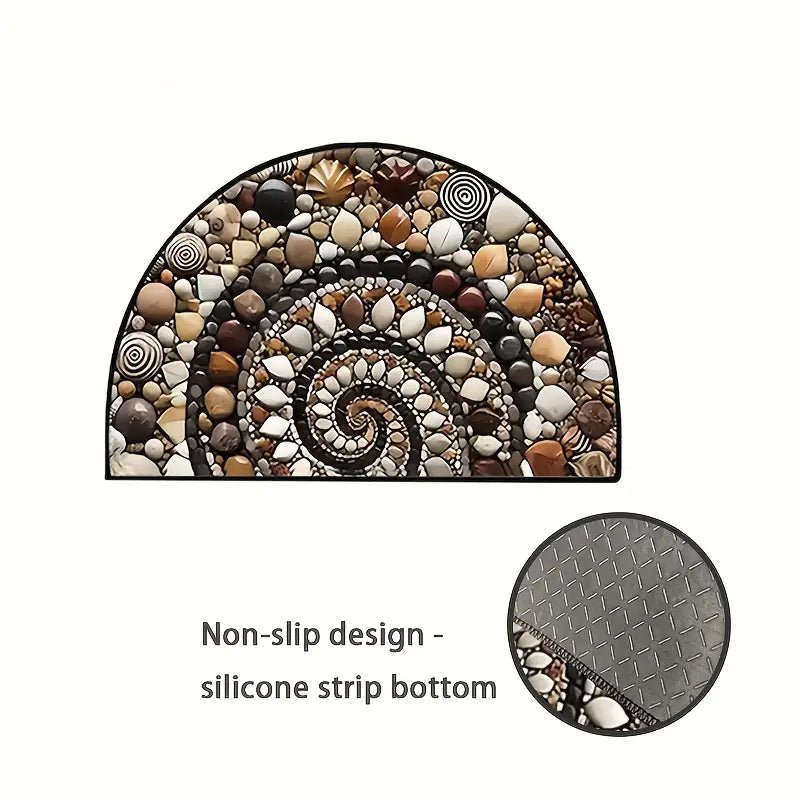 Coastal Spiral - Ocean-Inspired Pebble & Seashell Non-Slip Mat for Entryway, Patio, or Garden 7
