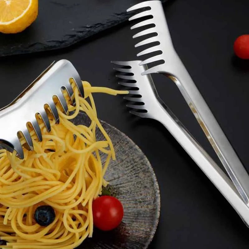 Multifunctional Stainless Steel Food Tongs & Pasta Fork - Ergonomic Design, Corrosion-Resistant, Ideal for Serving Pasta & More 4