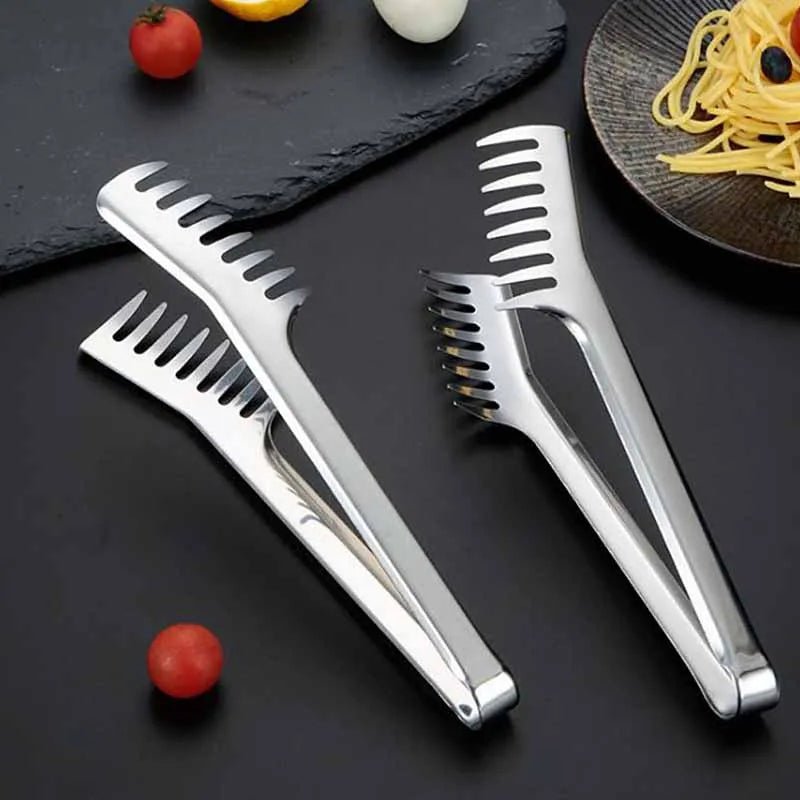 Multifunctional Stainless Steel Food Tongs & Pasta Fork - Ergonomic Design, Corrosion-Resistant, Ideal for Serving Pasta & More 3