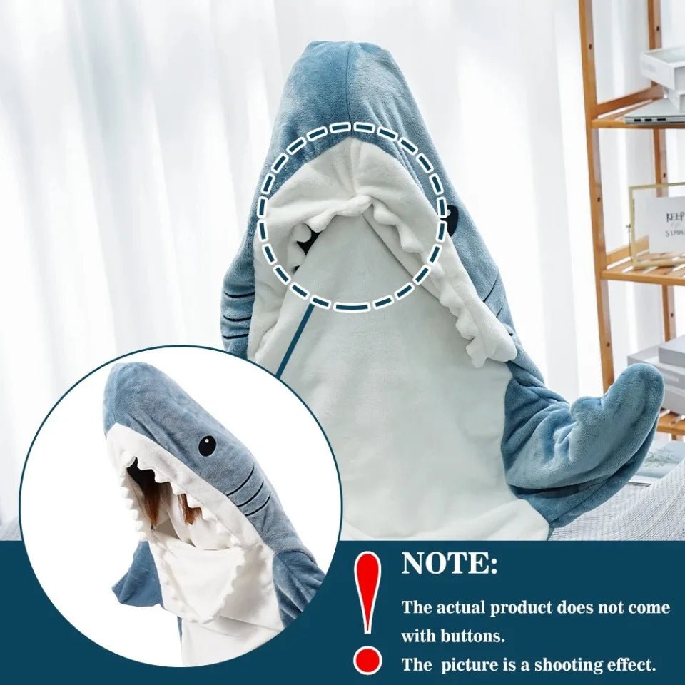 Sharkbuddy - Accogliente tutina a forma di squalo per bambini e adulti - Design ultra morbido e giocoso