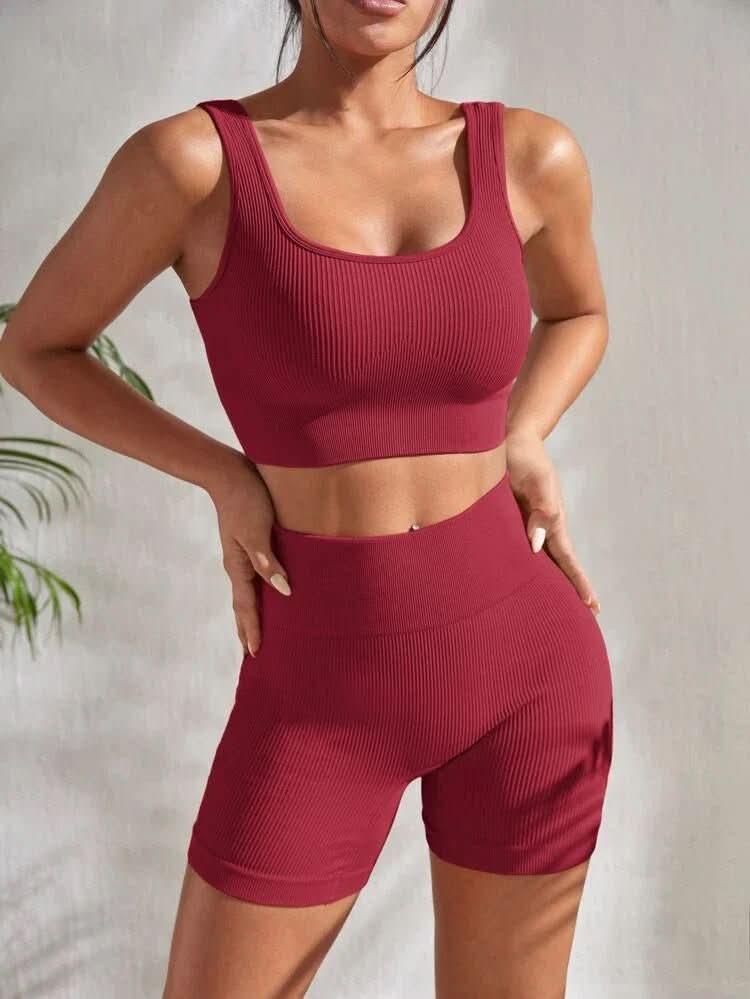 Sienna - Women's 2-Piece Fitness Set, Breathable Sports Top & Shorts 1