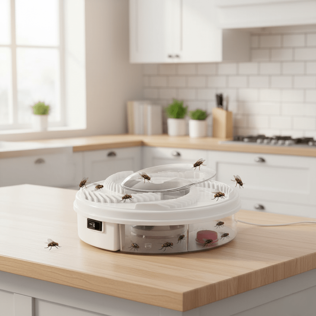 Armadilha SILENCIOSA para Moscas – Apanhador de Moscas da Fruta para Interior e Exterior com Funcionamento Silencioso