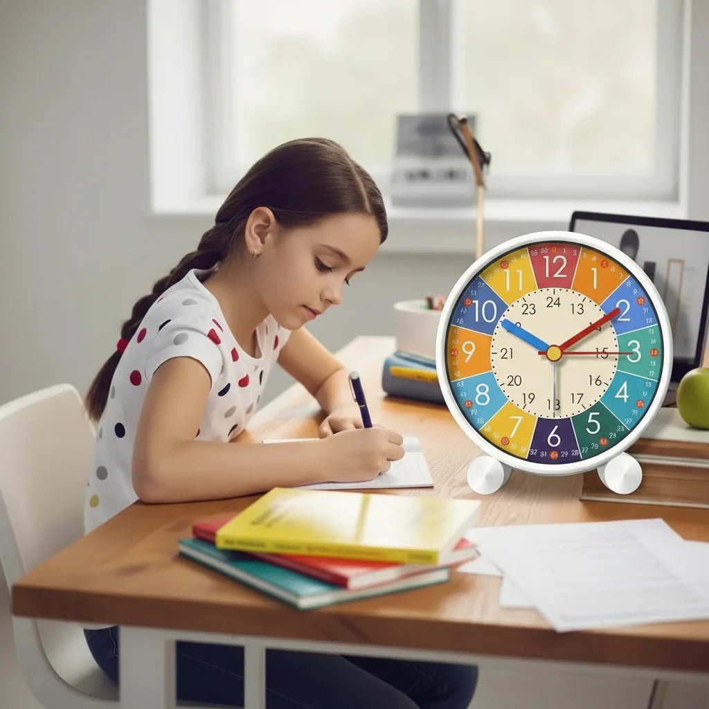 SILENTFUN – Viehättävä hiljainen sarjakuvatyylinen pöytäkello lapsille