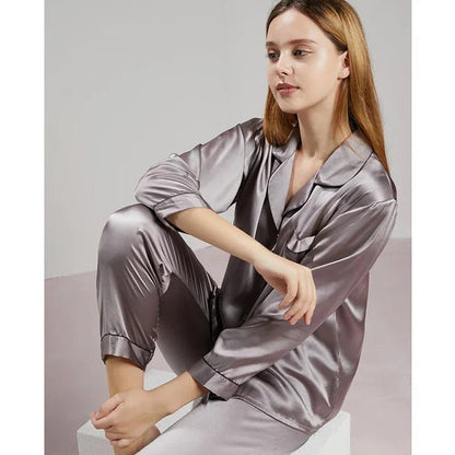 SilkDream Set – 100% polyester satijnen pyjama's voor een luxueuze slaap