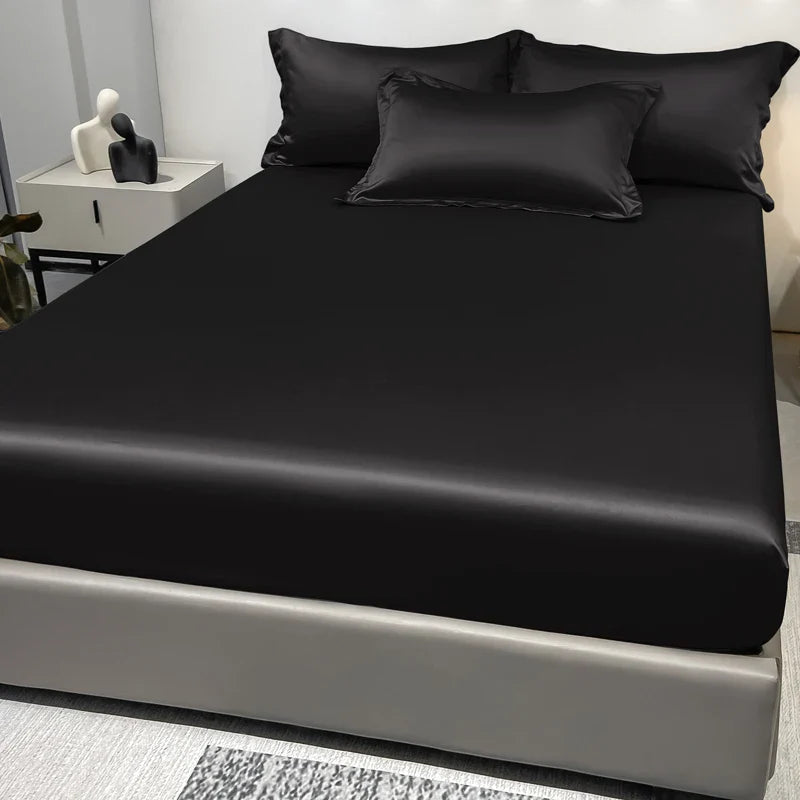 SILQUE – Soft Ice Silk Satin Fitted Sheet for Luxurious Comfort