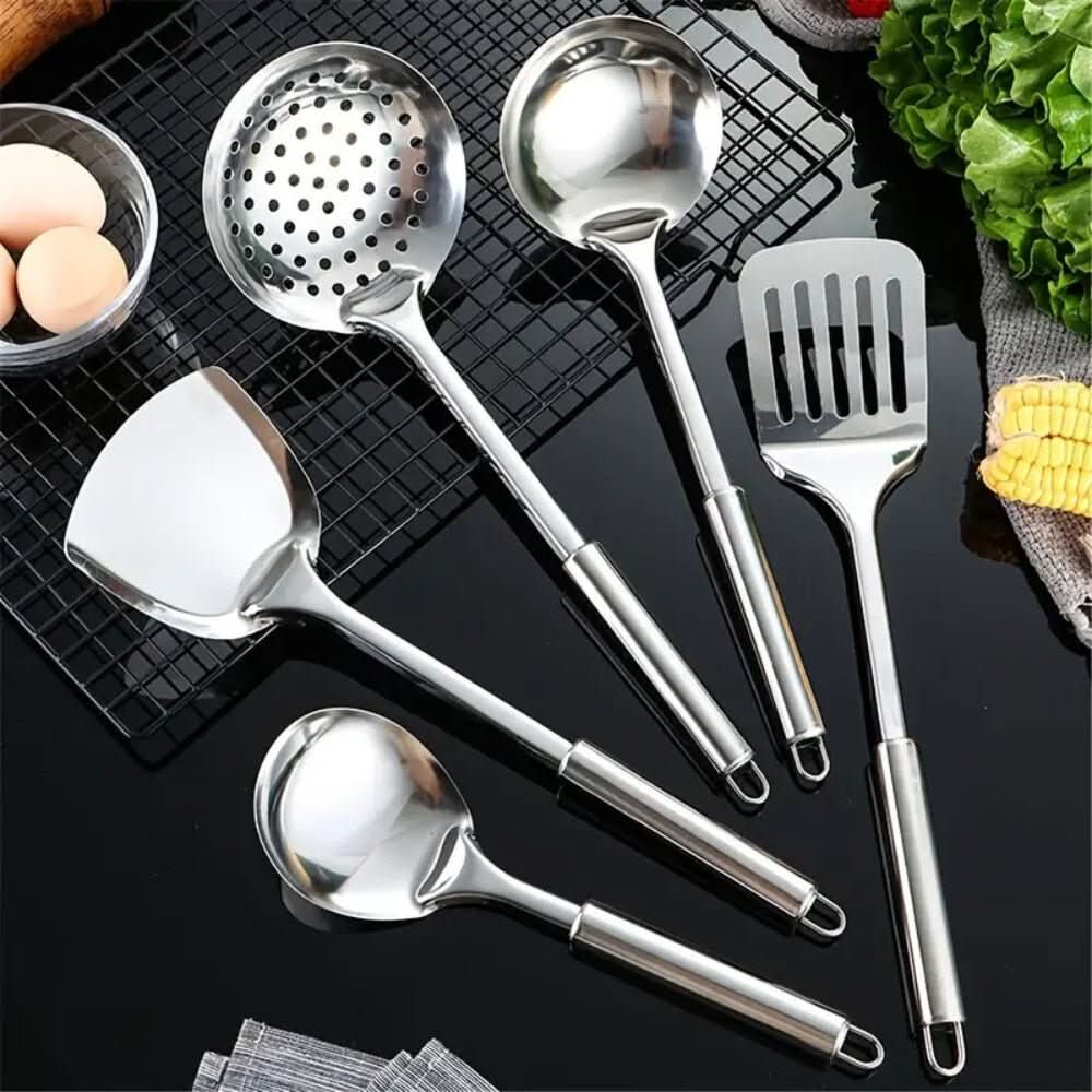 Premium Stainless Steel 5-Piece Kitchen Cooking Utensils Set with Ladle 0