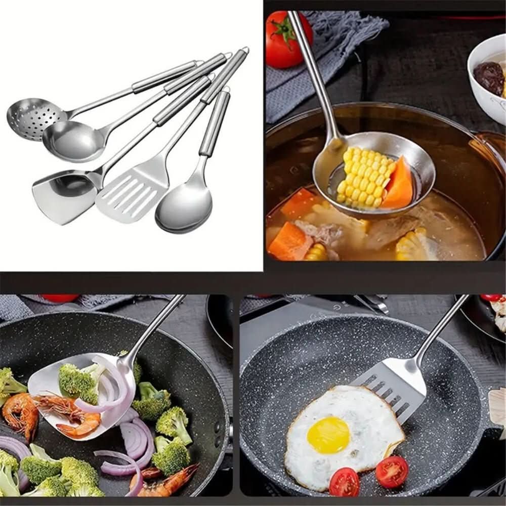 Premium Stainless Steel 5-Piece Kitchen Cooking Utensils Set with Ladle 1