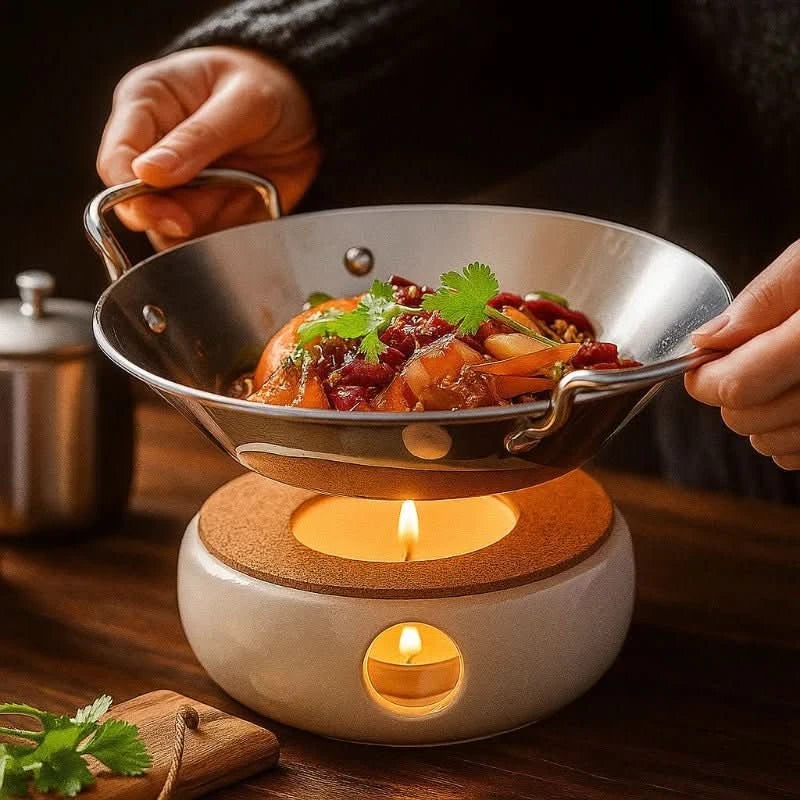 SizzleServe – Flat Stainless Steel Pan with Dual Fry Trays