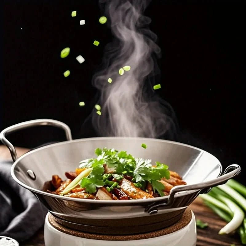 Stainless Steel Flat Pan with Dual Fry Trays for Seafood and Snacks 2