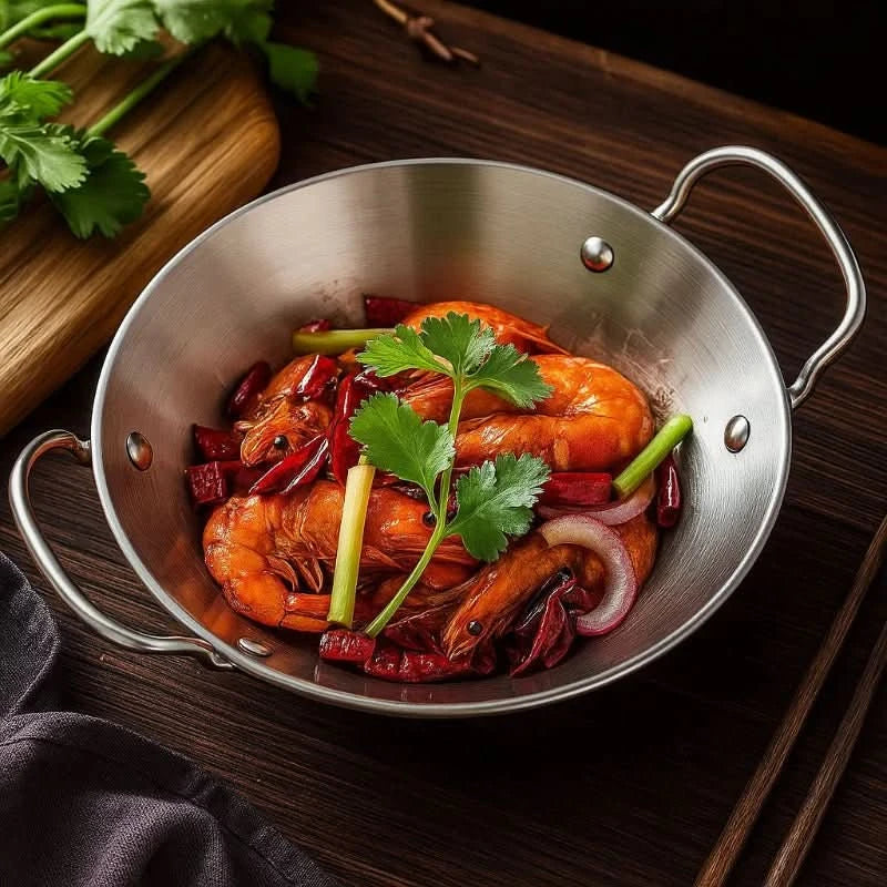 SizzleServe – Flat Stainless Steel Pan with Dual Fry Trays