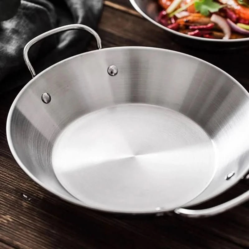 Stainless Steel Flat Pan with Dual Fry Trays for Seafood and Snacks 5