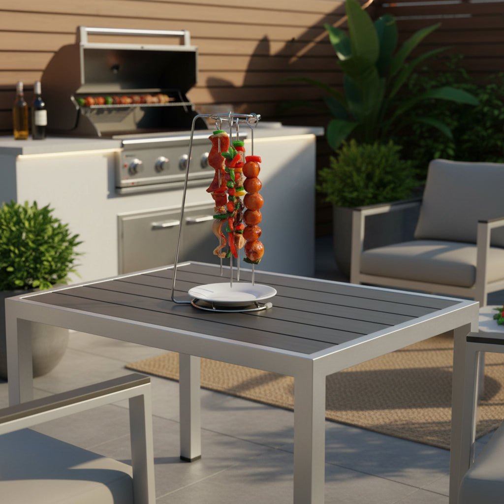 Stainless Steel BBQ Skewers Set with Grill Rack for Perfect Outdoor Grilling 3