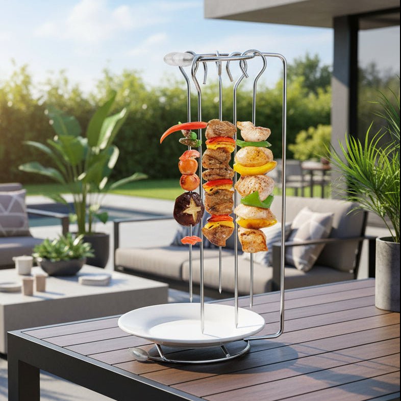 Stainless Steel BBQ Skewers Set with Grill Rack for Perfect Outdoor Grilling 2