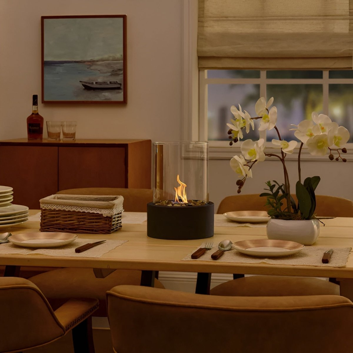 SleekFlame – Elegant Table Fireplace with Smoke-Free Bioethanol Combustion
