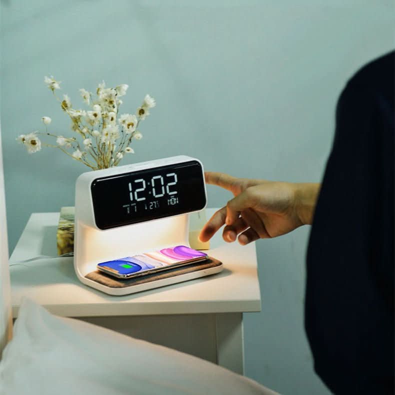 Smart 3-in-1 Bedside Lamp with Wireless Charger & LCD Alarm Clock 3