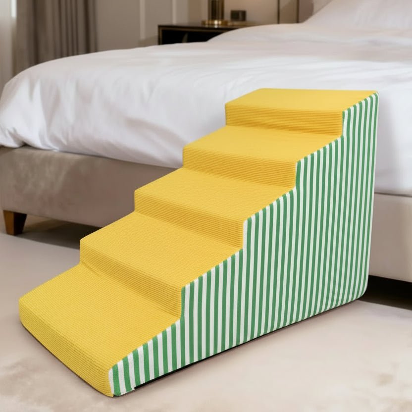 High-Density Foam Dog Stairs - Gentle Slope, Non-Slip, Washable Cover 0