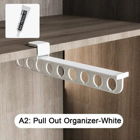 SmartGlide Pull-Out Rack - Organisateur de placard pour pantalons, écharpes, cravates - Système de glissement facile - Design élégant et moderne