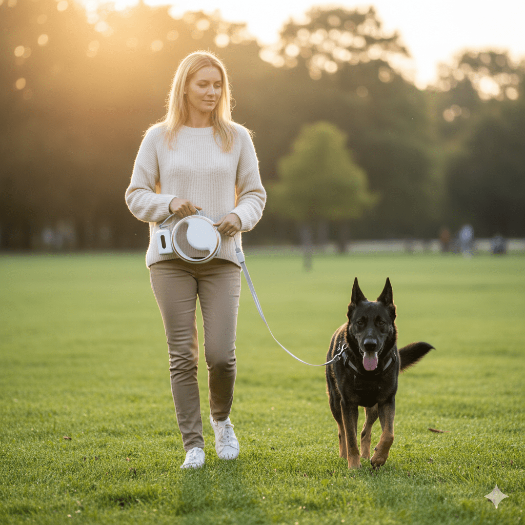 SmartLead – Correa automática para perros con luz LED y soporte para bolsas de desechos