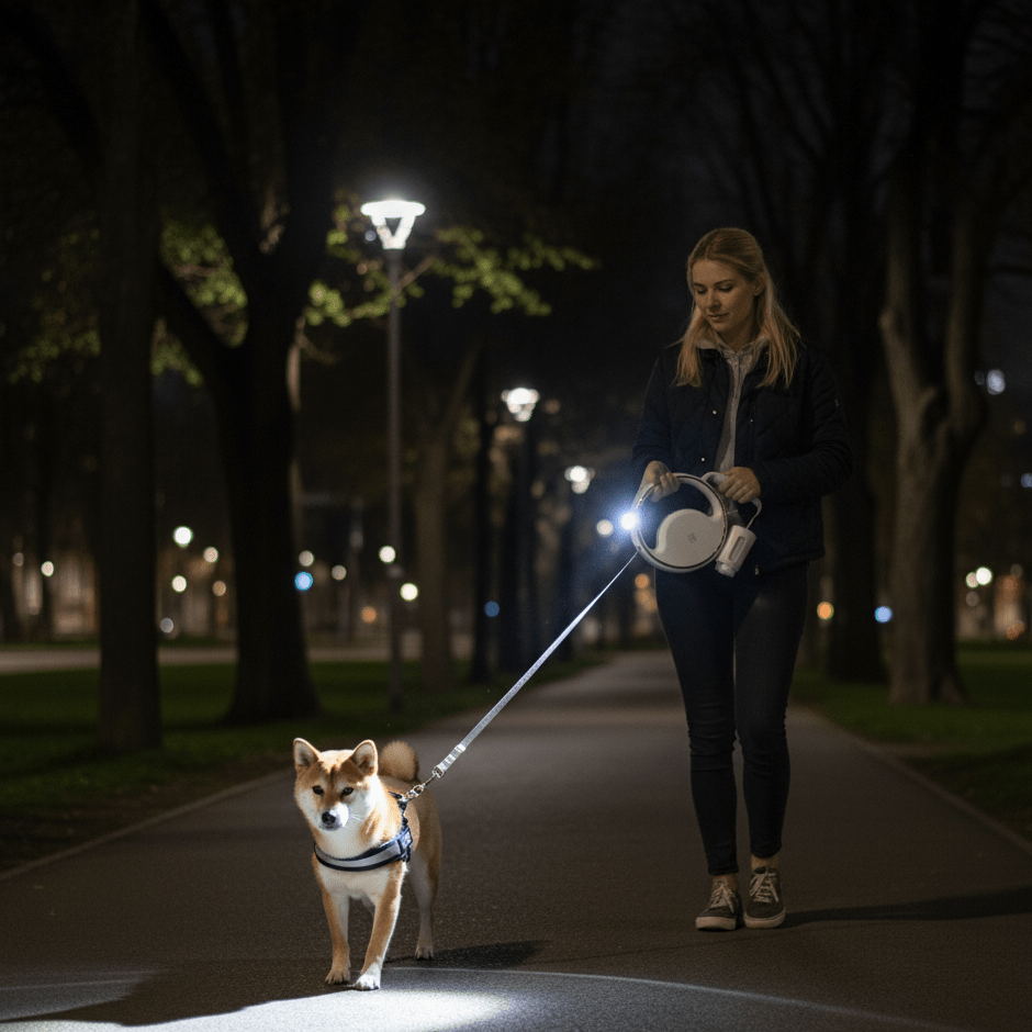 SmartLead – Automaattinen koiran talutin LED-valolla ja jätetaskulla