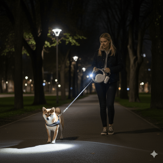 SmartLead – Correa automática para perros con luz LED y soporte para bolsas de desechos