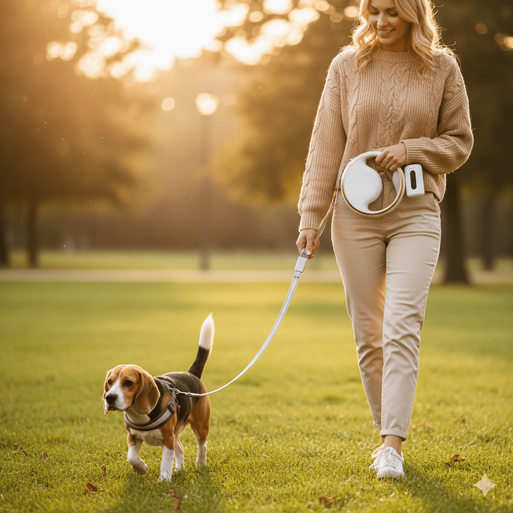 SmartLead – Correa automática para perros con luz LED y soporte para bolsas de desechos