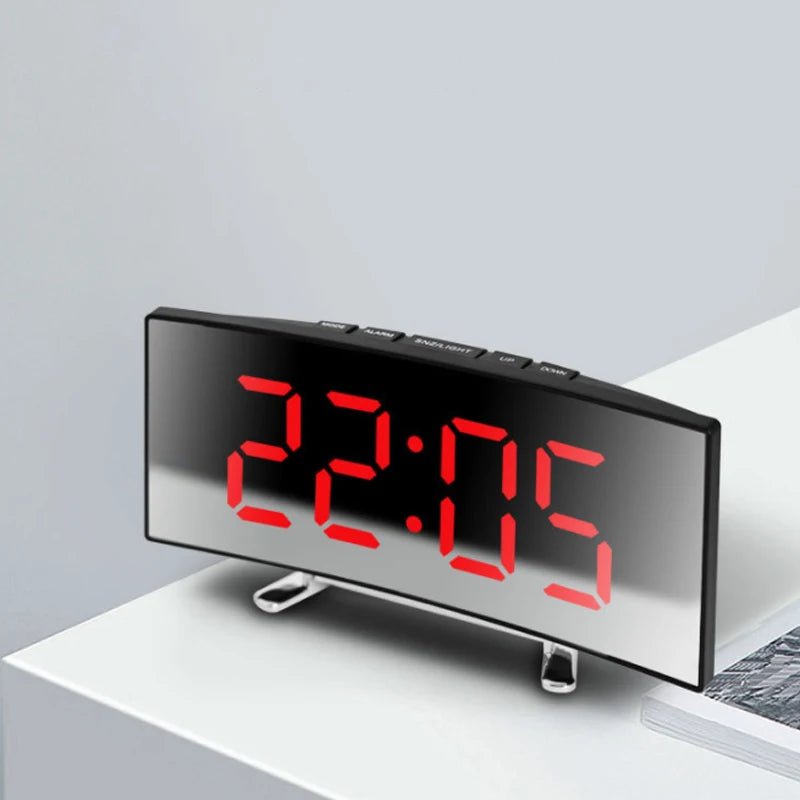 MIRRORTIME CURVE – Curved LED Mirror Alarm Clock for Modern Spaces 2