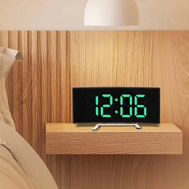 MIRRORTIME CURVE – Curved LED Mirror Alarm Clock for Modern Spaces 4