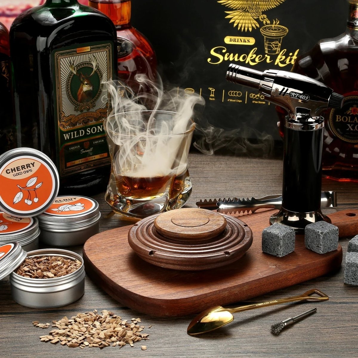 SMOKETAIL KIT - Ensemble de fumeurs de cocktails pour les amateurs de whisky et de bourbon