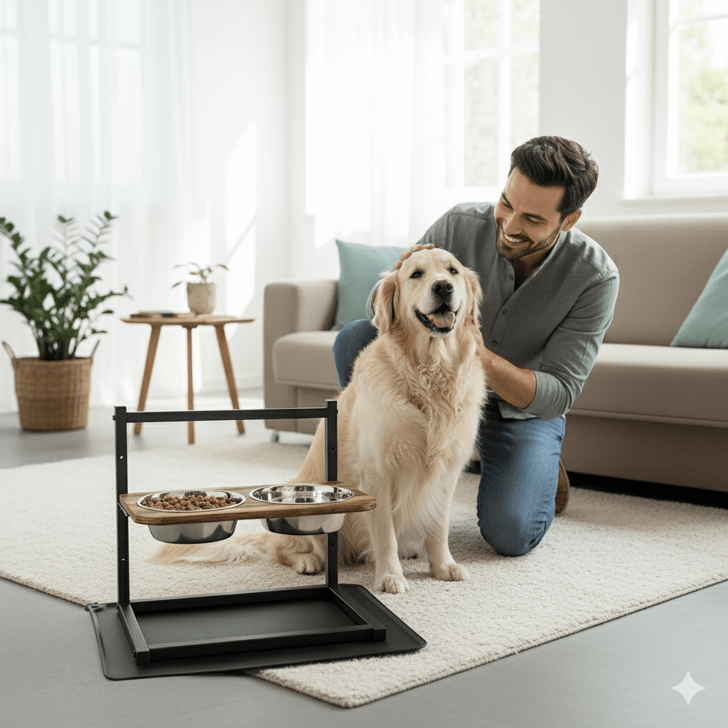 SNACKHAVEN – Comedero Elevado Ergonómico para Perros con Cuencos de Acero Inoxidable