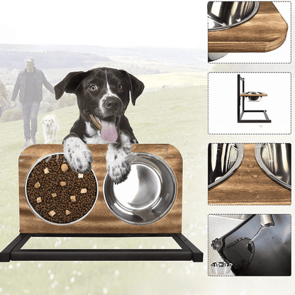 SNACKHAVEN – Stazione di Alimentazione Ergonomica per Cani con Ciotole in Acciaio Inossidabile