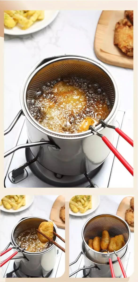 Multifunctional stainless steel fryer-hot air fryer for oil savings, anti-brewing silicone handle, 1200 ml capacity 5