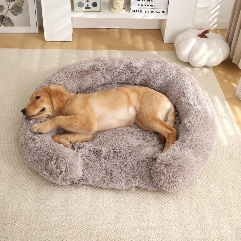 CozyNest Semi-Open Round Dog Bed | Ultra-Soft Plush | Washable Cover & Non-Slip Bottom 5