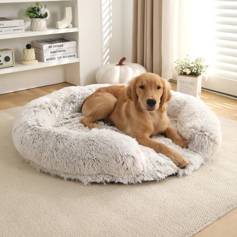 CozyNest Semi-Open Round Dog Bed | Ultra-Soft Plush | Washable Cover & Non-Slip Bottom 1
