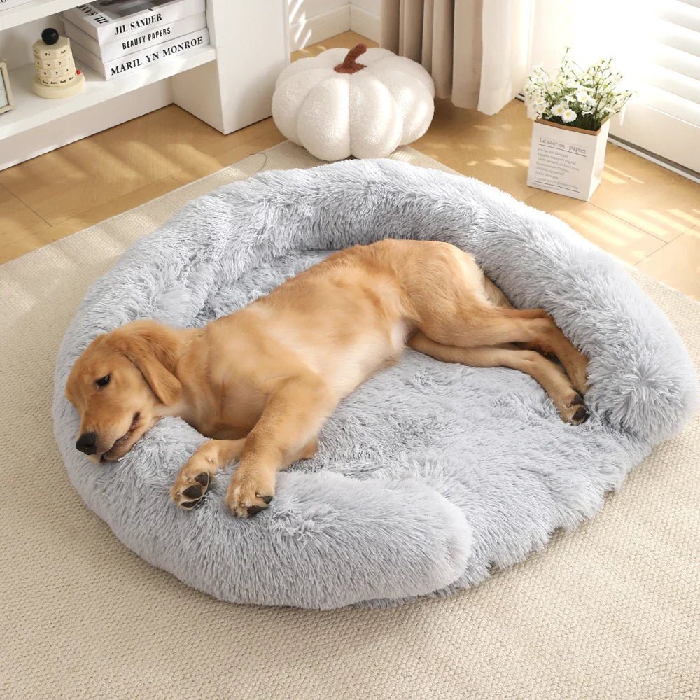 CozyNest Semi-Open Round Dog Bed | Ultra-Soft Plush | Washable Cover & Non-Slip Bottom 6