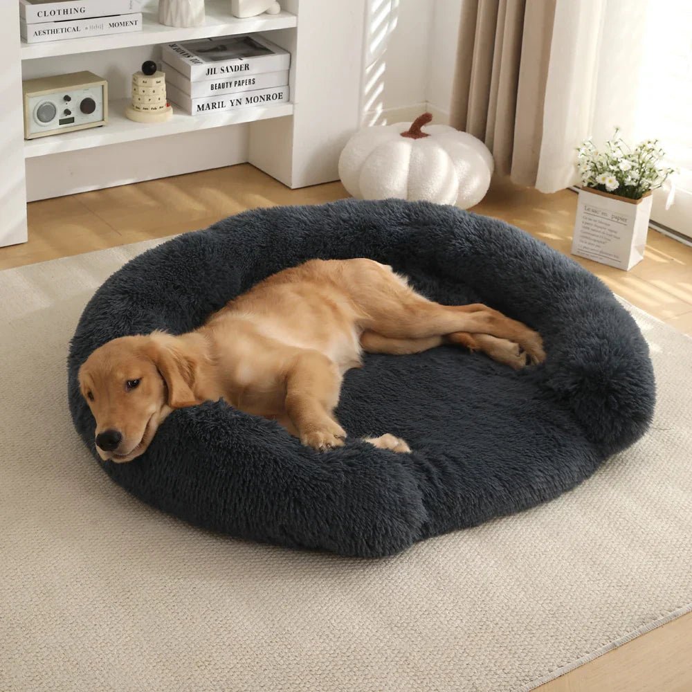 CozyNest Semi-Open Round Dog Bed | Ultra-Soft Plush | Washable Cover & Non-Slip Bottom 4