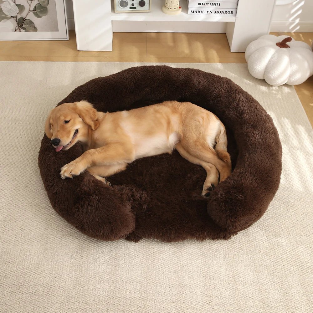CozyNest Semi-Open Round Dog Bed | Ultra-Soft Plush | Washable Cover & Non-Slip Bottom 2
