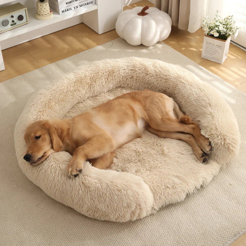 CozyNest Semi-Open Round Dog Bed | Ultra-Soft Plush | Washable Cover & Non-Slip Bottom 8