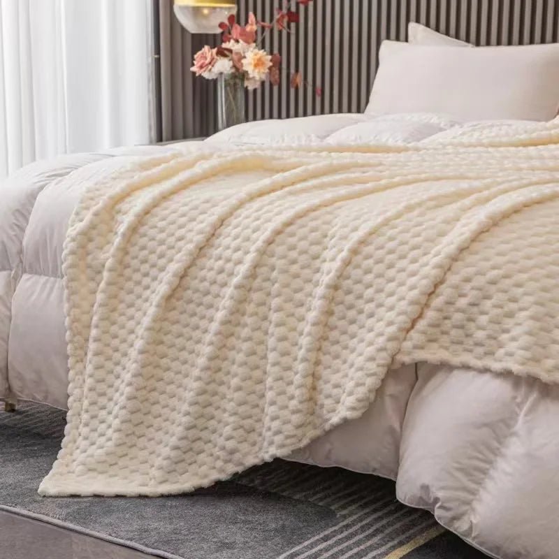 Cozy Velvet Throw Blanket - Ultra Soft Checked Plush for Warmth & Comfort 4