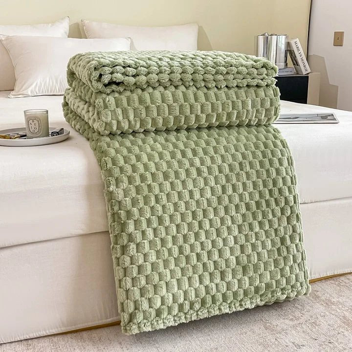 Cozy Velvet Throw Blanket - Ultra Soft Checked Plush for Warmth & Comfort 11