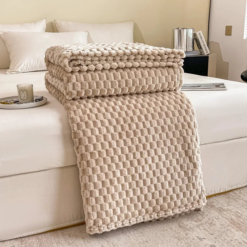 Cozy Velvet Throw Blanket - Ultra Soft Checked Plush for Warmth & Comfort 12
